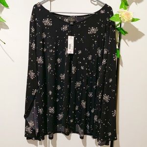 NWT Black Floral Plus Size Blouse